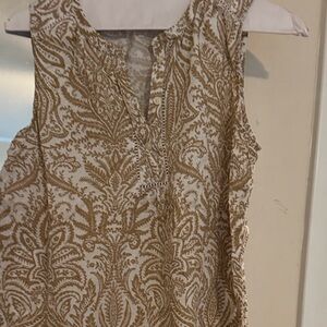 LOFT Gold and Cream Paisley Blouse